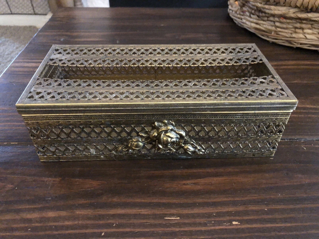 Vintage Gold Filigree Kleenex Tissue Box Holder Boudoir Hollywood Regency MCM | eBay