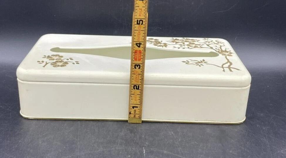 Vintage Ransburg 1950s Retro Hand Painted White and Gold Metal Tissue Box | eBay