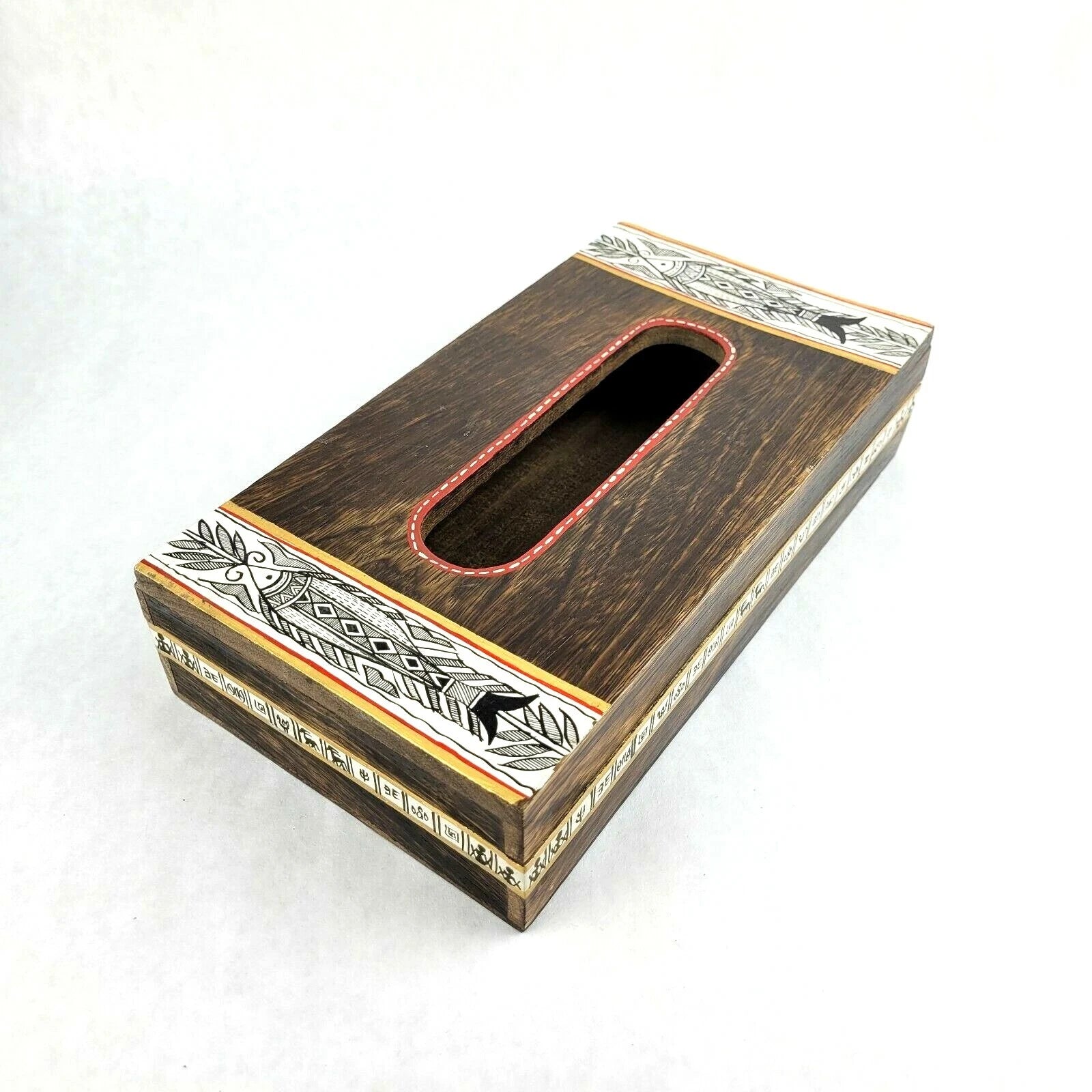 Wood Tissue Box Hand Painted Holder Boho Rustic Decor Hinged Tissue Paper Holder | eBay