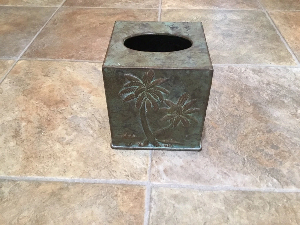 Metal Tissue Box Cover Palm Trees Beach House Decor Distressed | eBay