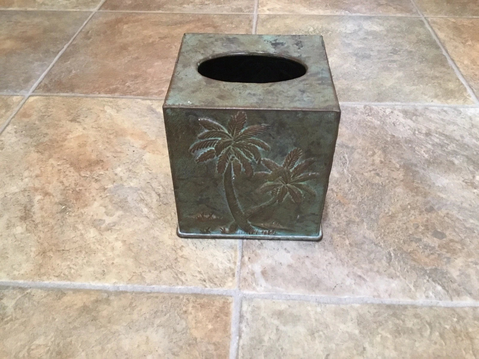 Metal Tissue Box Cover Palm Trees Beach House Decor Distressed | eBay