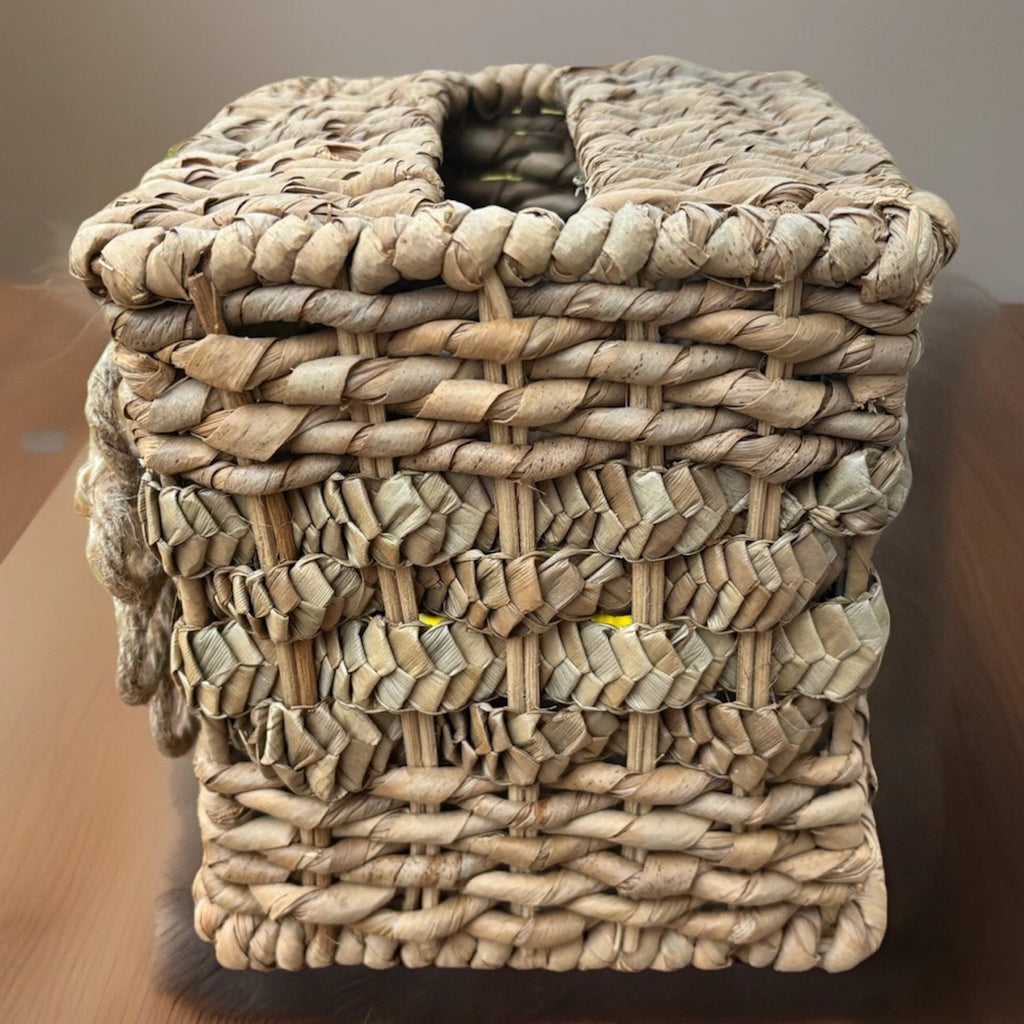 Vintage Rattan Wicker Jute Square Tissue Box Holder Flower Daisy Boho 6.5" X 6" | eBay