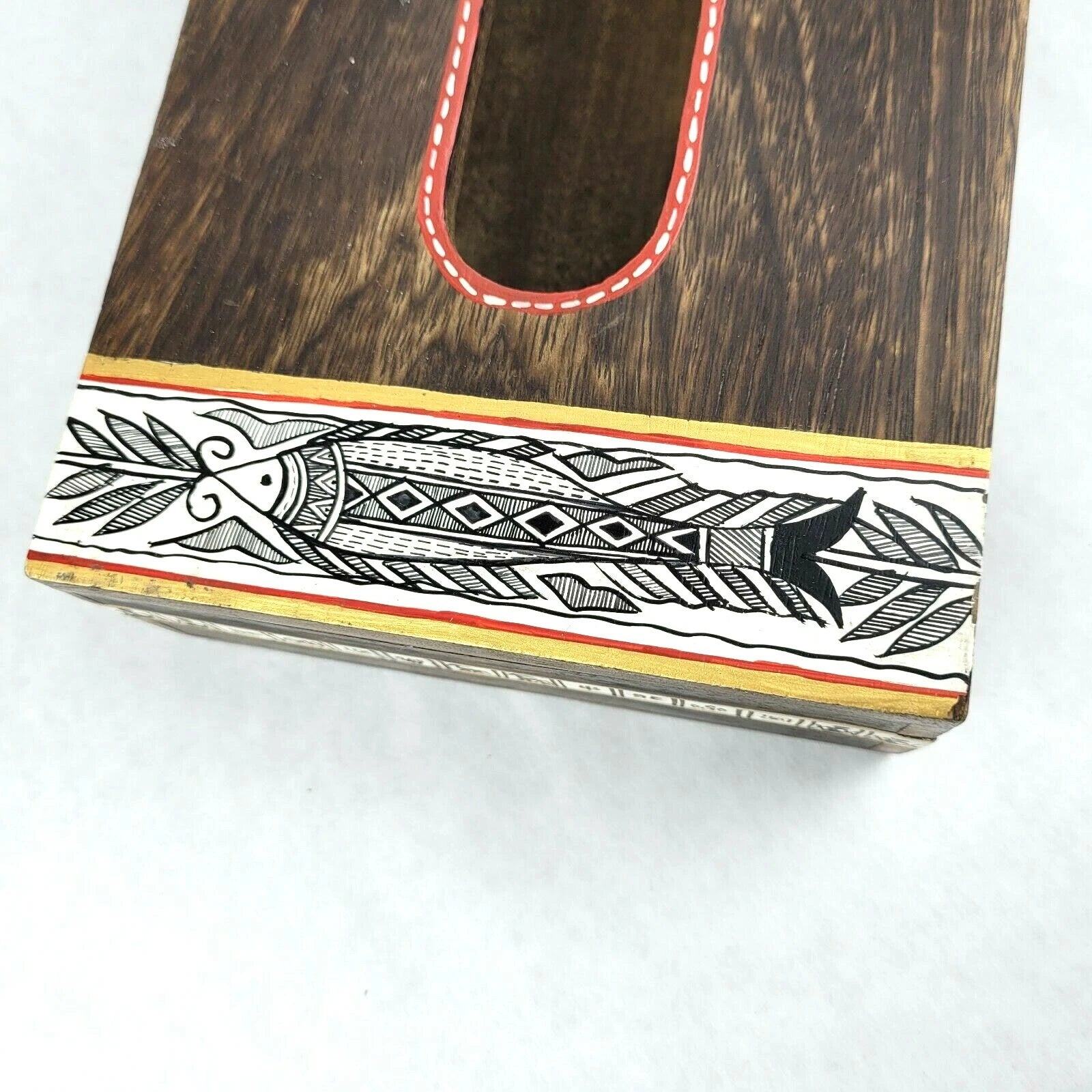 Wood Tissue Box Hand Painted Holder Boho Rustic Decor Hinged Tissue Paper Holder | eBay
