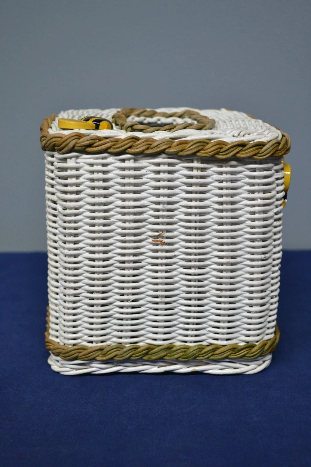 Vintage White Wicker Tissue Box Cover Bees | eBay