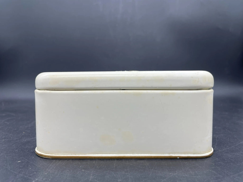 Vintage Ransburg 1950s Retro Hand Painted White and Gold Metal Tissue Box | eBay