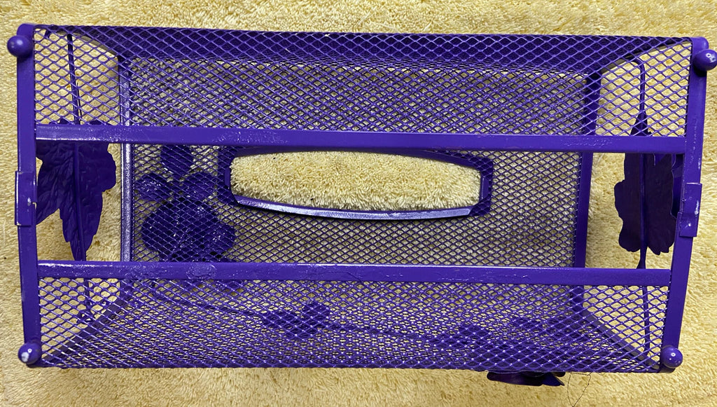 Vintage Purple Tissue Box Holder Wire Mesh Metal Purple Roses 80s Hollywood | eBay