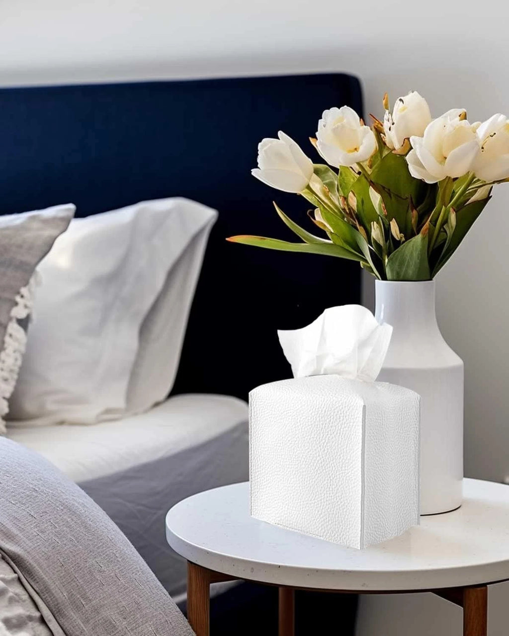 Tissue Holder White Tissue Box Cover – Square Leather Tissue Cover Box with Bott | eBay