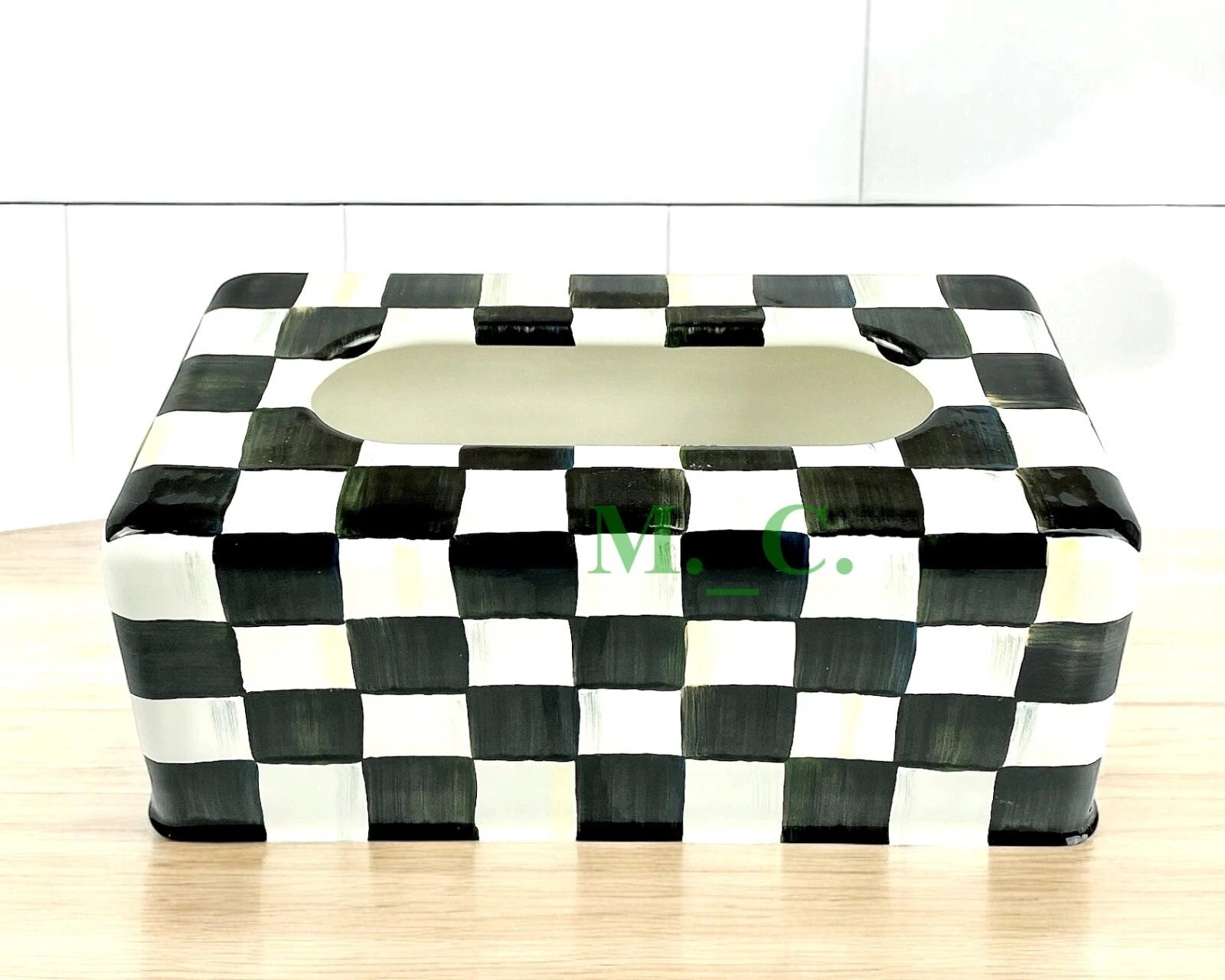 MacKenzie Childs Courtly Check Standard Tissue Box Cover 9.25" New No Box | eBay