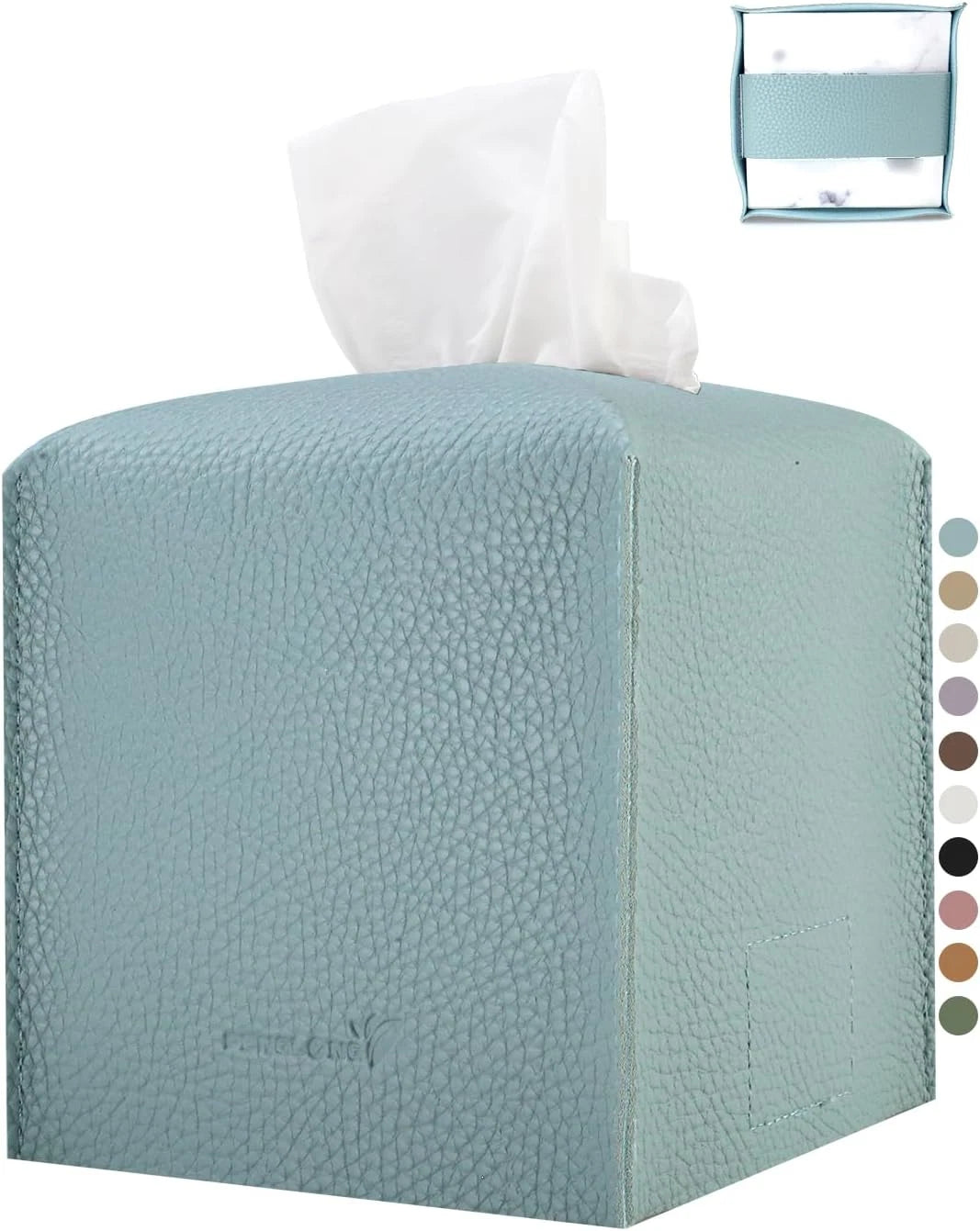 Tissue Box Cover 5X5X5'' PU Leather Tissue Holder Square 1Pack Light Blue | eBay