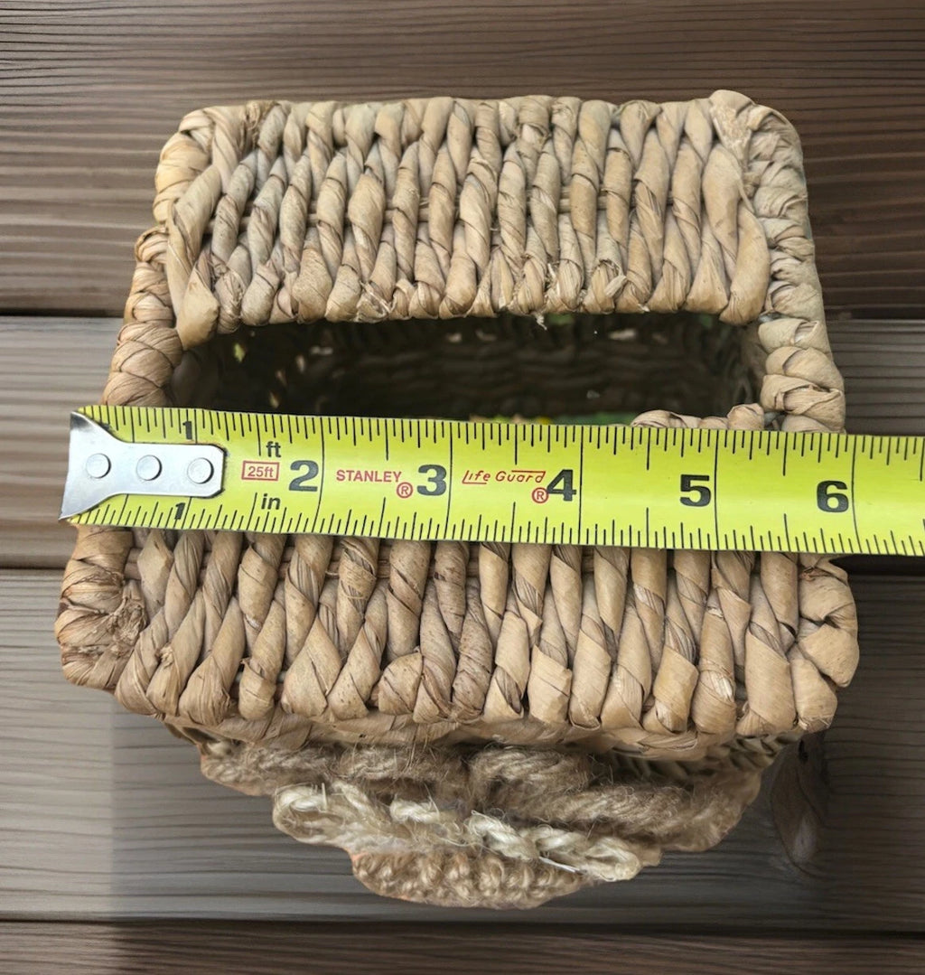 Vintage Rattan Wicker Jute Square Tissue Box Holder Flower Daisy Boho 6.5" X 6" | eBay