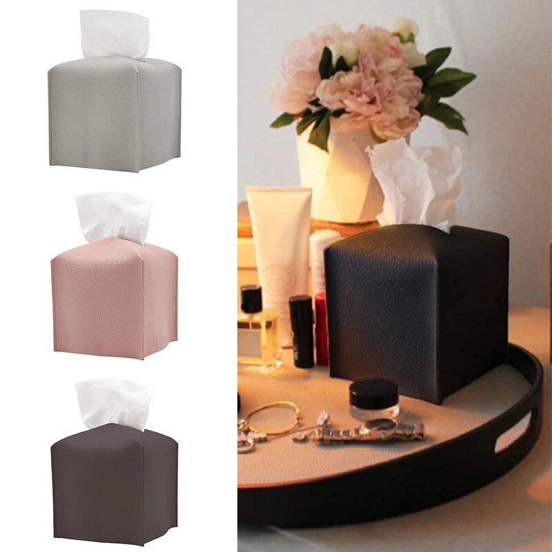 Tissue Holder Tissue Case Paper Box Paper Holder Leather Tissue Box Home Square | eBay