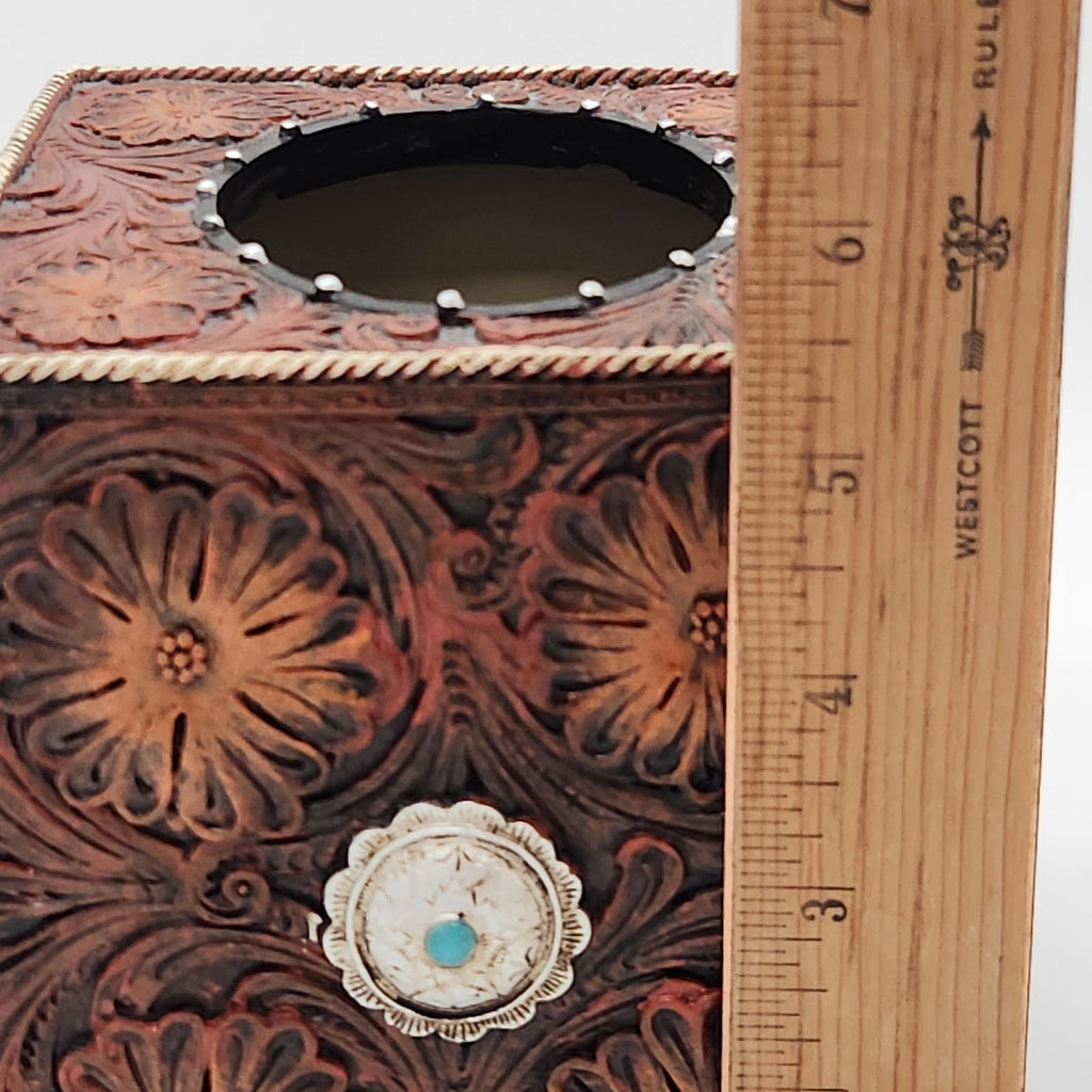 Western Tooled Leather Tissue Box Cover Polyresin | eBay