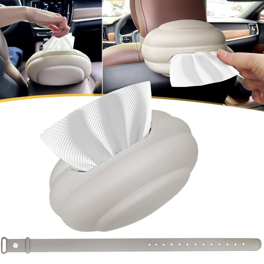 Car Tissue Holder Beige Silicone Box with Adjustable Band for Armrest | eBay