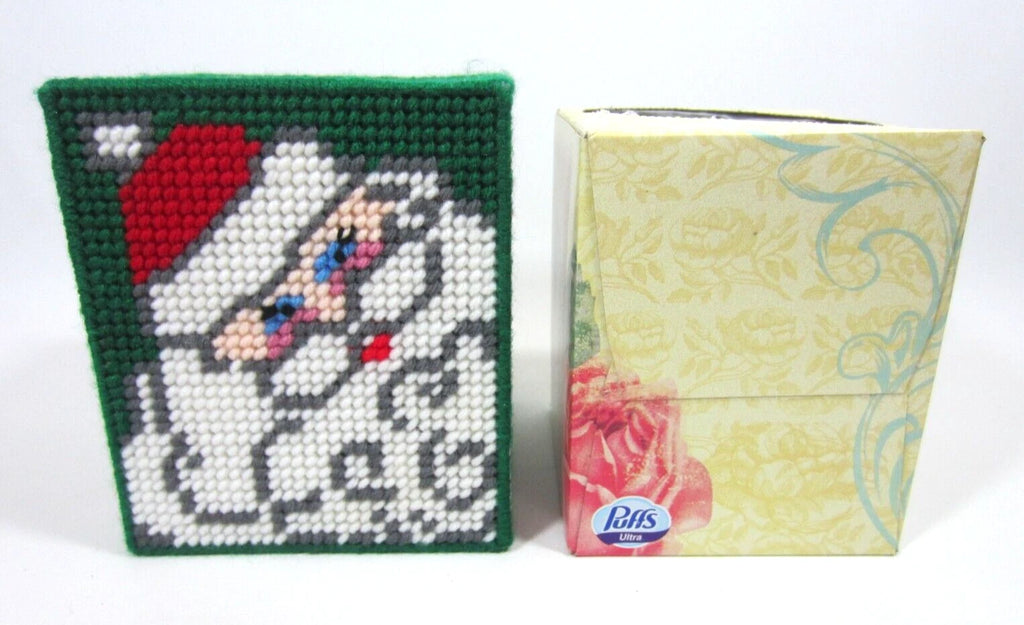 Vintage Handmade Needlepoint Christmas Tissue Box Cover Santa Claus Square MINTY | eBay