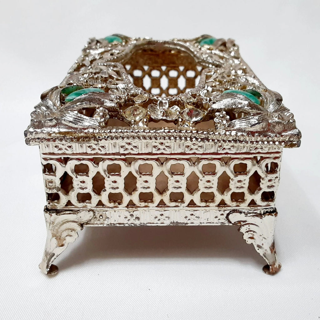 Vtg Footed Metal Pocket Tissue Box Ornate Jeweled Hollywood Regency , As-Is | eBay