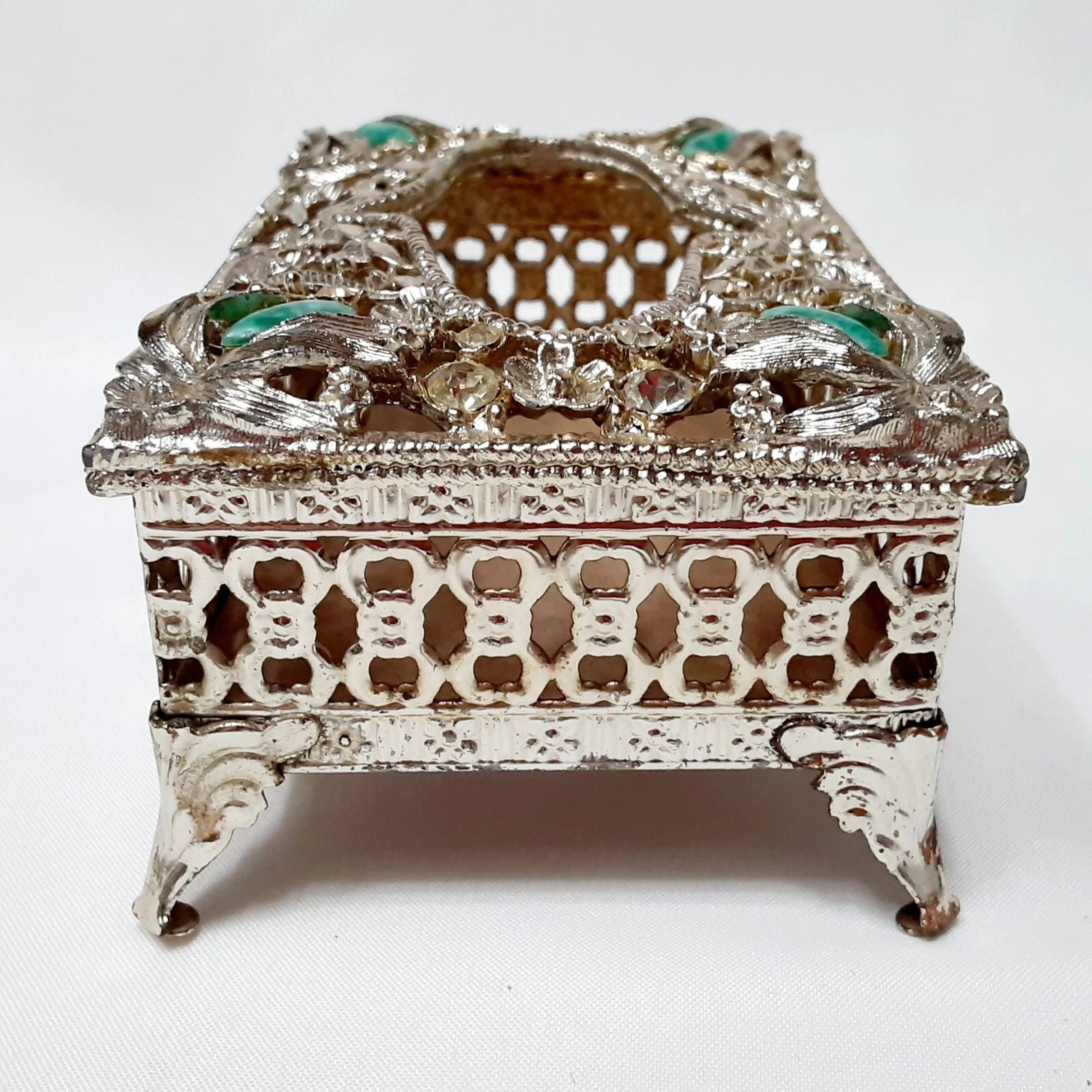 Vtg Footed Metal Pocket Tissue Box Ornate Jeweled Hollywood Regency , As-Is | eBay
