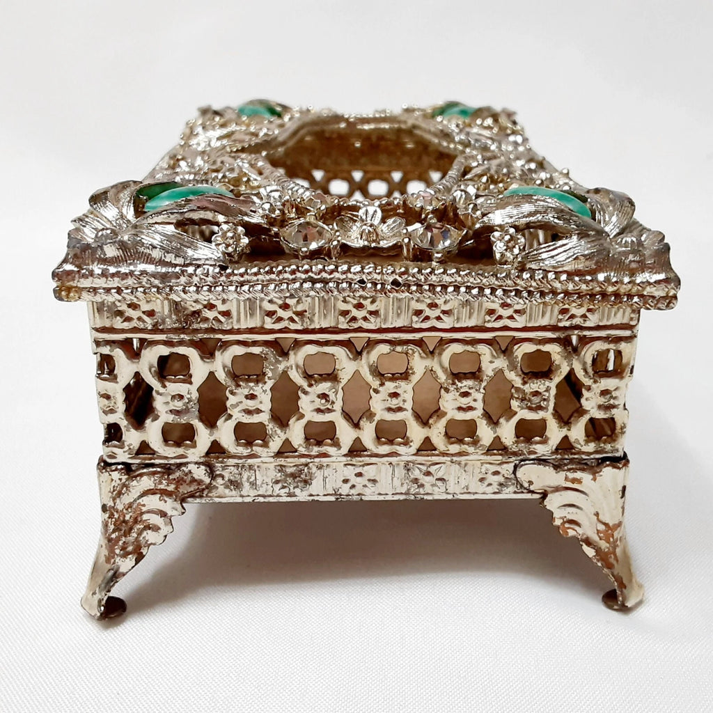 Vtg Footed Metal Pocket Tissue Box Ornate Jeweled Hollywood Regency , As-Is | eBay