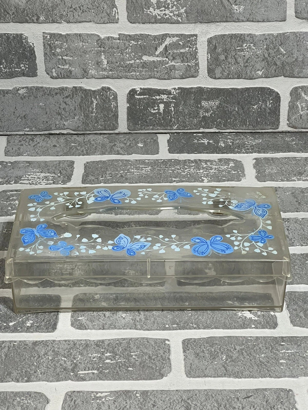 Vintage Wolff Products Co Clear Plastic Tissue Box Painted Butterfly Hinged Lid | eBay
