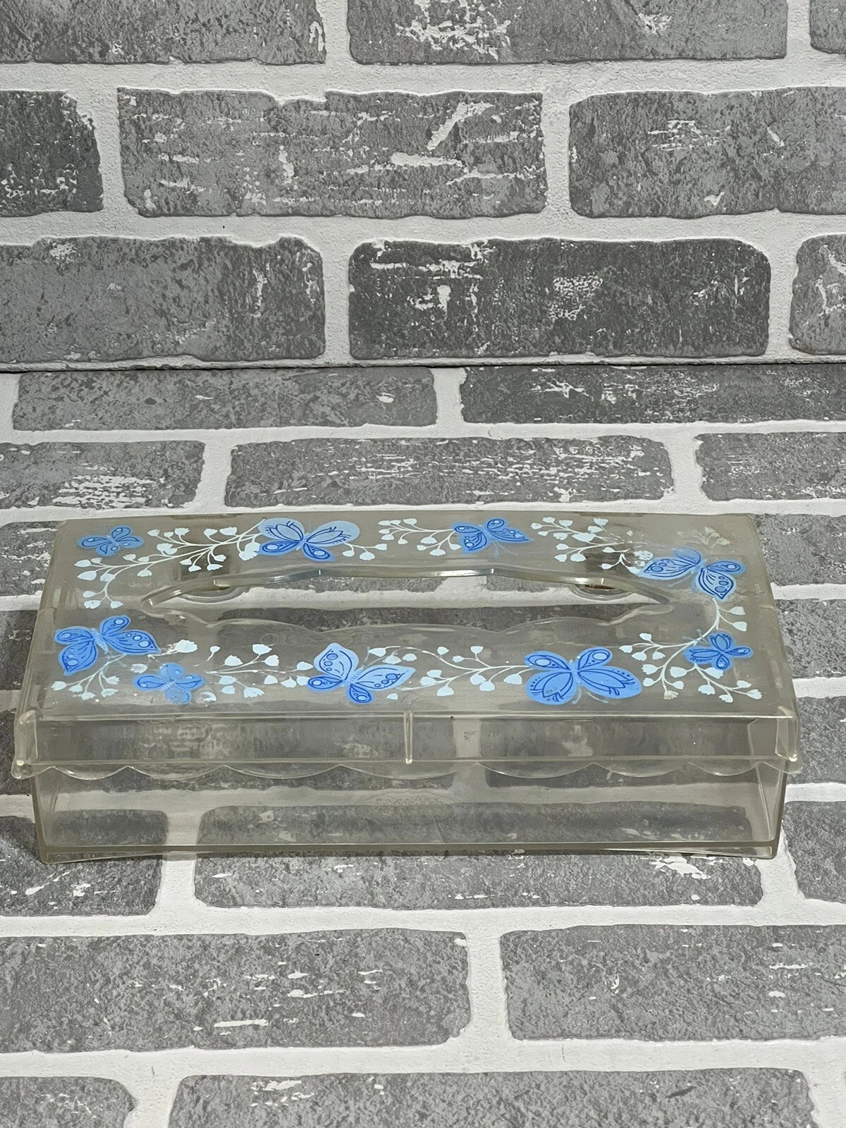 Vintage Wolff Products Co Clear Plastic Tissue Box Painted Butterfly Hinged Lid | eBay