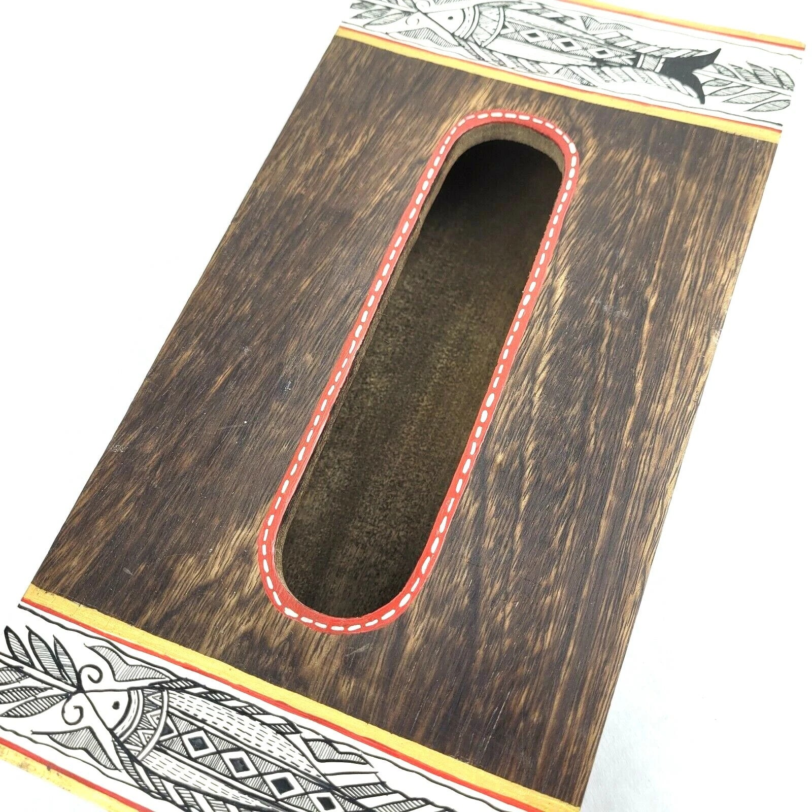 Wood Tissue Box Hand Painted Holder Boho Rustic Decor Hinged Tissue Paper Holder | eBay