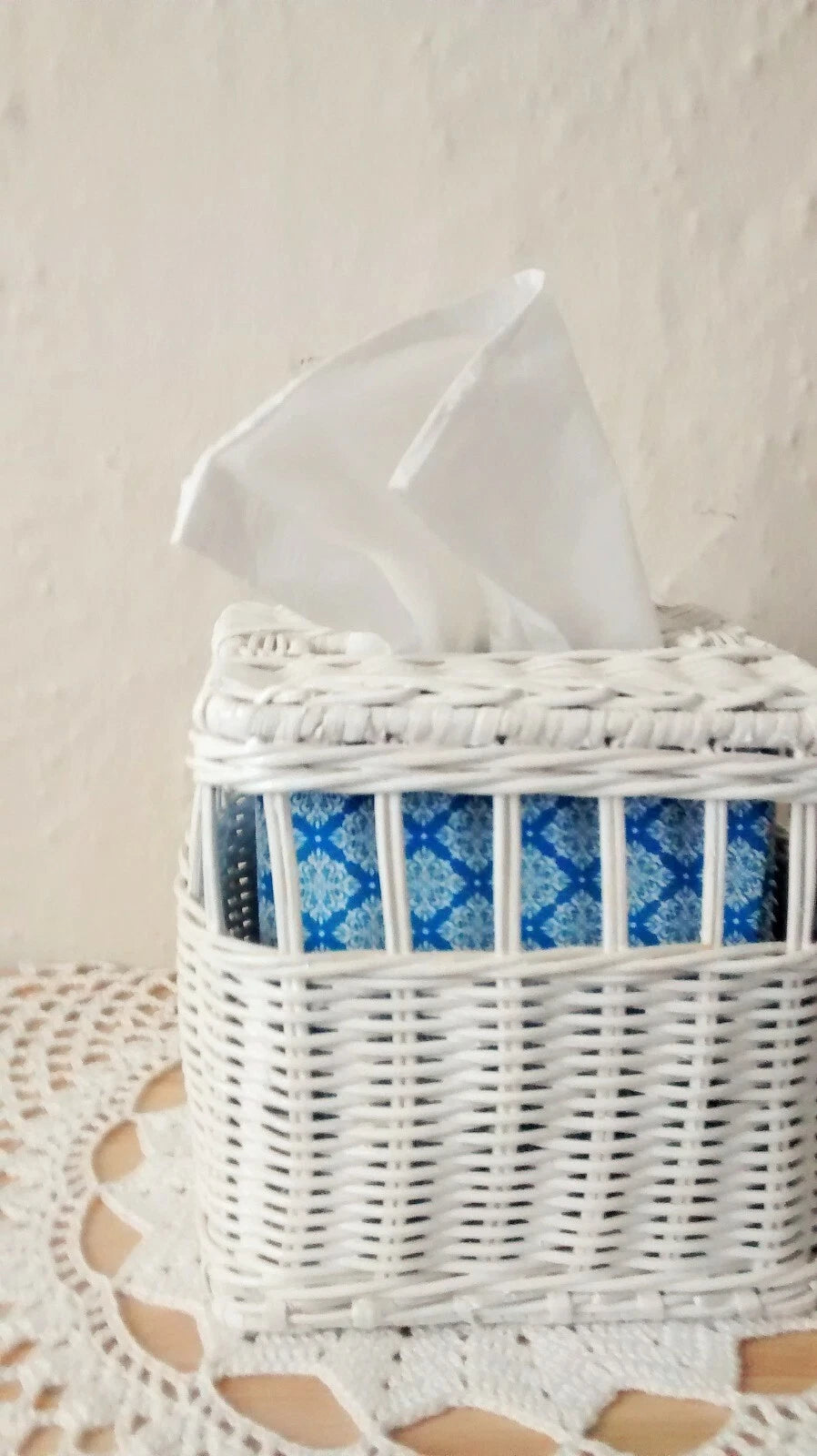 Vtg Woven Wicker Rattan White Cube Tissue Box Cover Holder | eBay