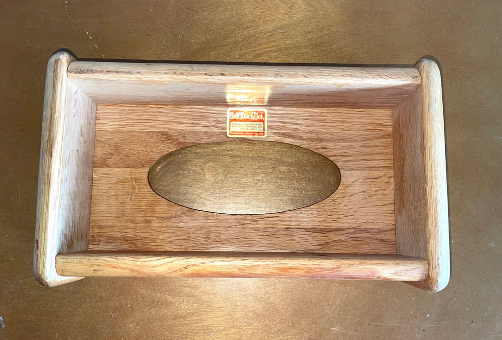Vtg MCM Solid Oak Wood Tissue Box Cover Holder Natural Grain by Cornwall Inds | eBay