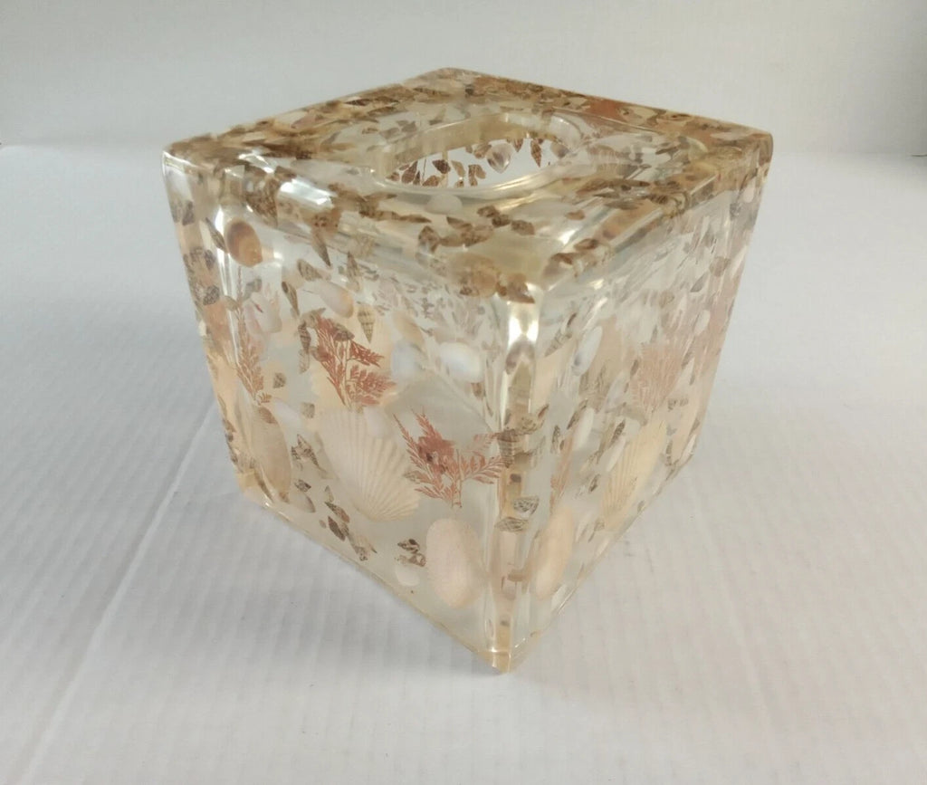 Vintage Lucite Acrylic Sea Shells Tissue Box Cover 6" Square | eBay