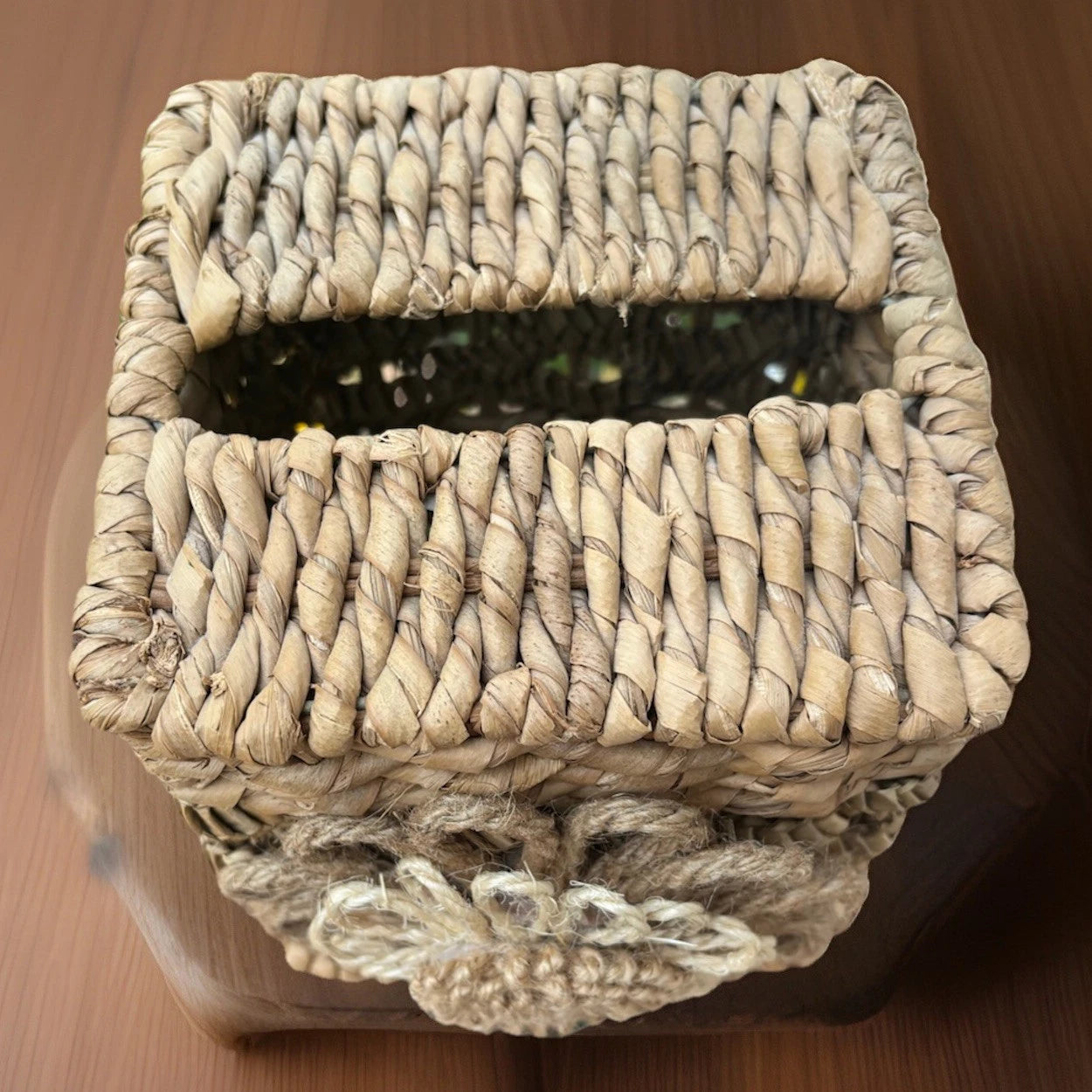 Vintage Rattan Wicker Jute Square Tissue Box Holder Flower Daisy Boho 6.5" X 6" | eBay