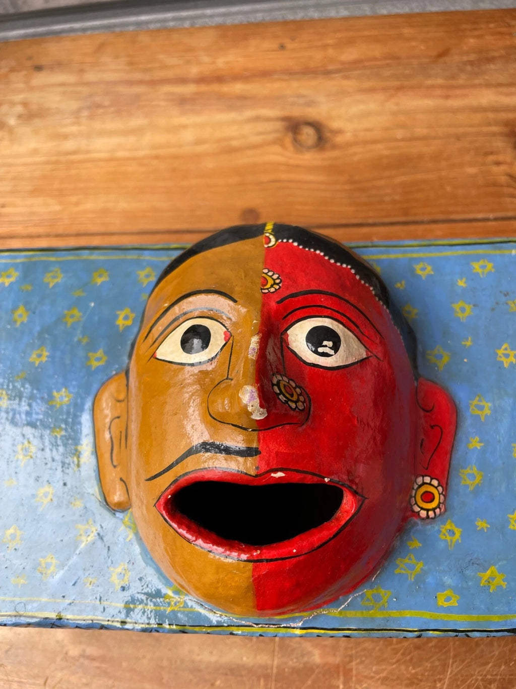 Vintage India Paper Mache Art Mask Hand Painted Handmade Tissue Box | eBay