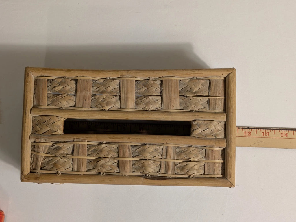 Wicker Rattan Bamboo Natural Tissue Box Cover Coastal Boho Rectangular Vintage | eBay