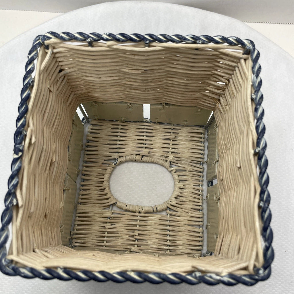 Vintage Ceramic Fish Tile Square Tissue Box Cover Woven Wicker Beach Sea Life | eBay