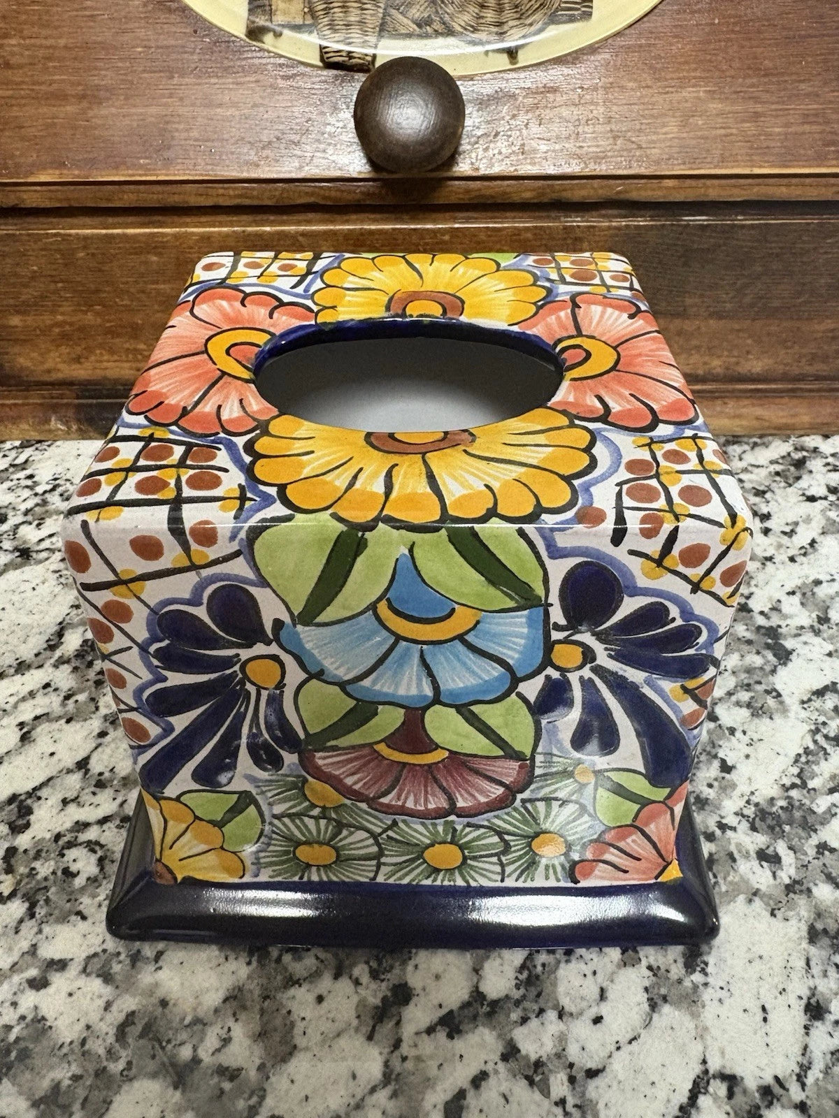Castillo Hand Painted Mexico Floral Tissue Box Holder - Excellent Condition | eBay
