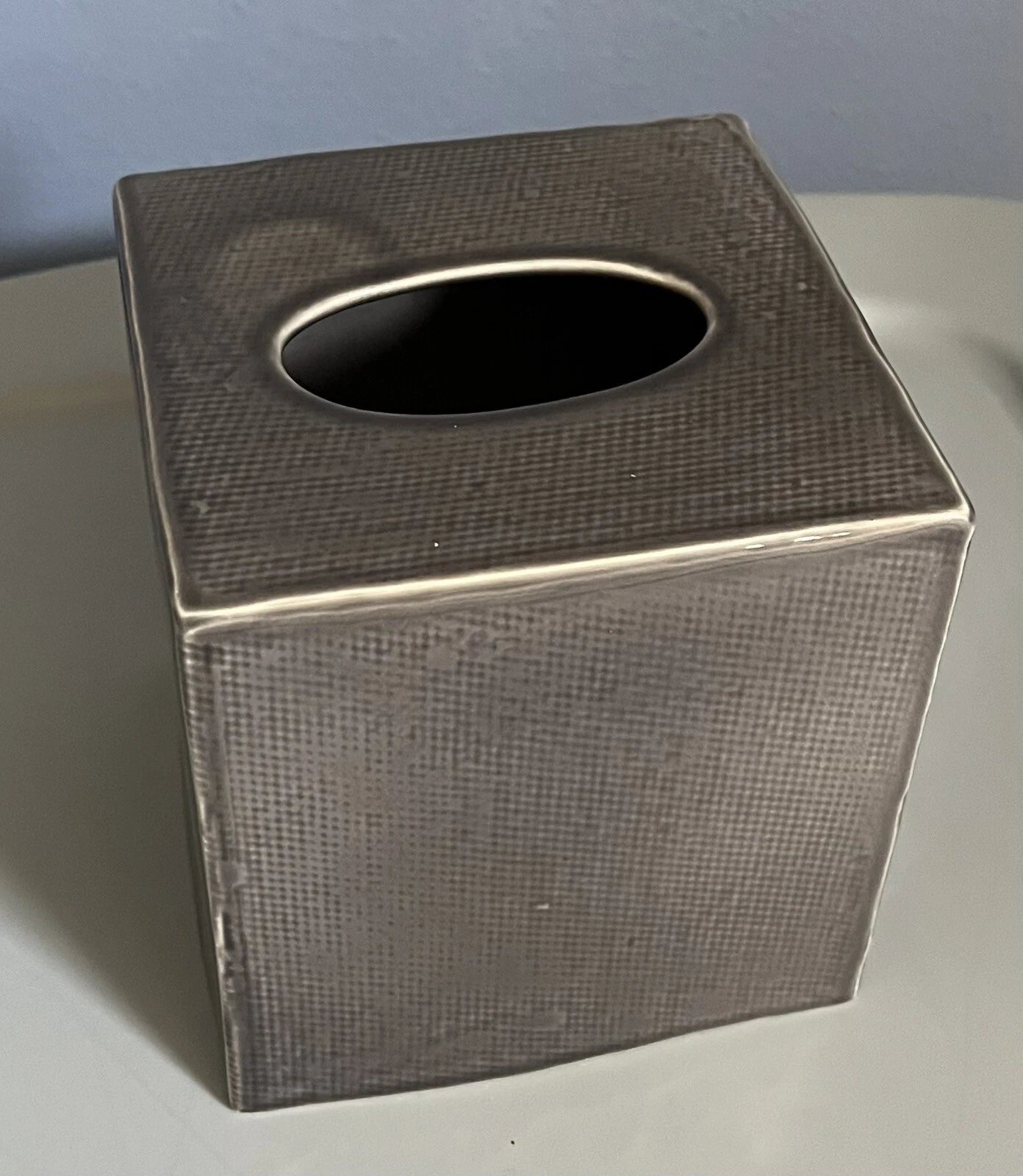 Pigeon & Poodle Cordoba Gray Burlap Tissue Box Square Ceramic Made in Portugal | eBay