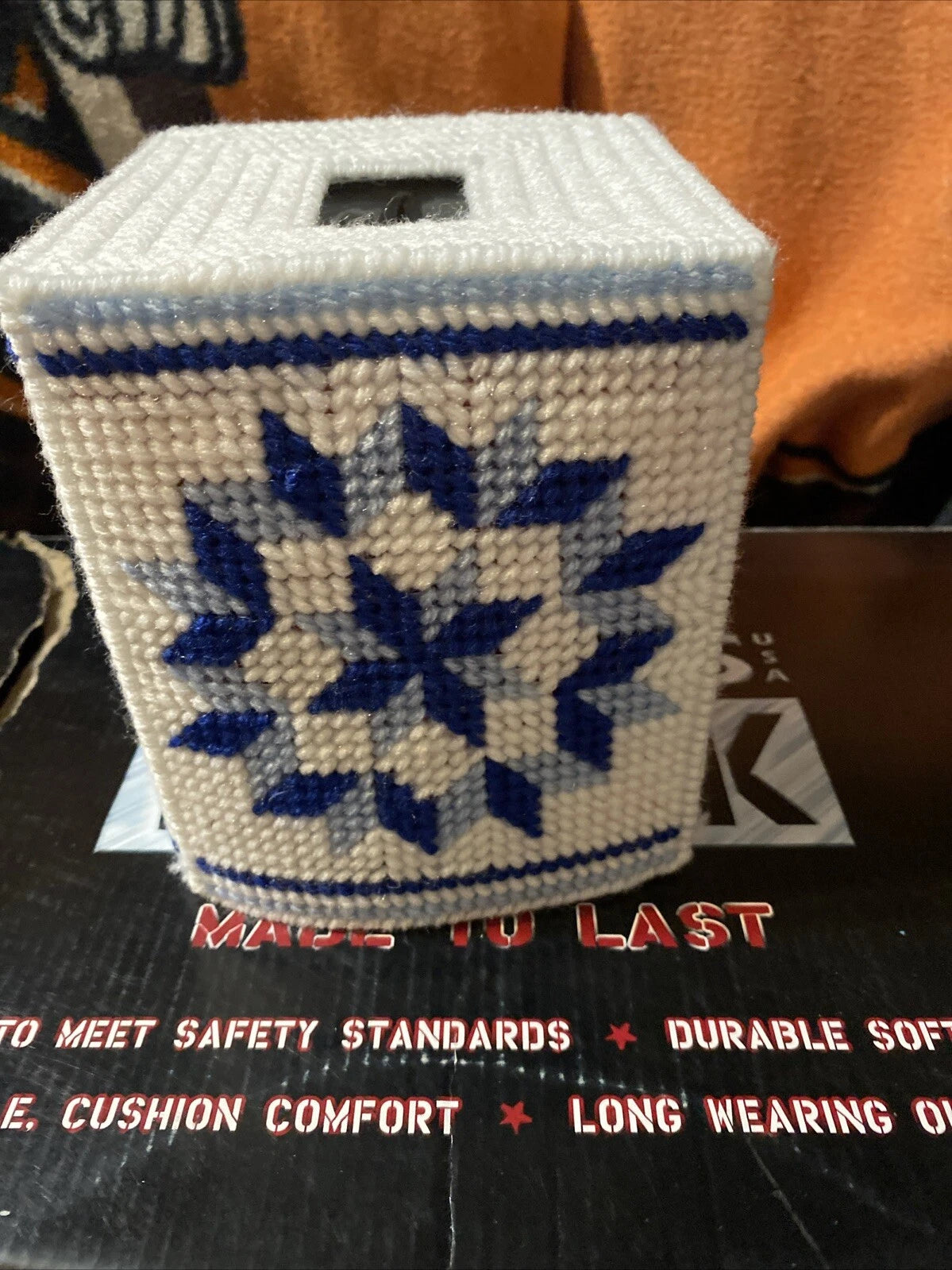 Handmade Tissue Box Cover Two- Tone Blue Abstract Design. New | eBay