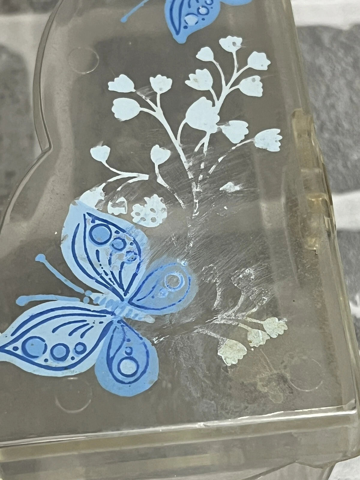 Vintage Wolff Products Co Clear Plastic Tissue Box Painted Butterfly Hinged Lid | eBay