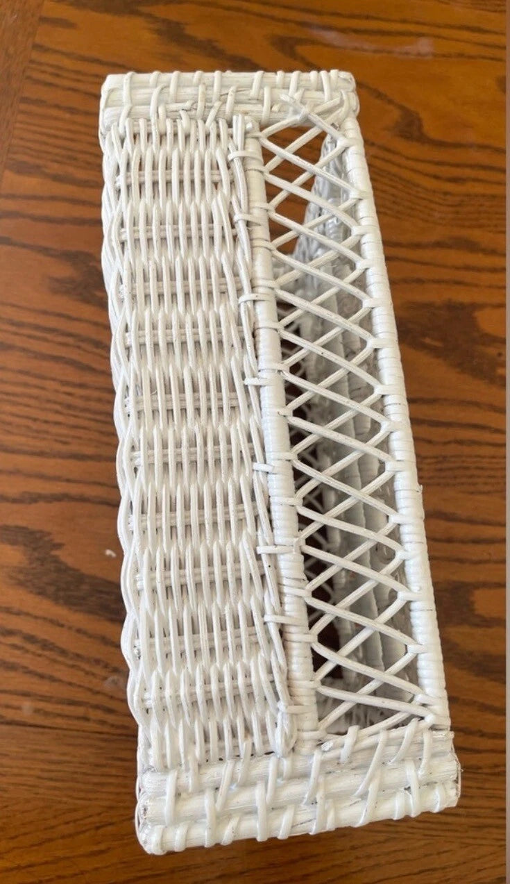 Vintage Woven WHITE WICKER Kleenex TISSUE BOX COVER Holder RECTANGLE | eBay