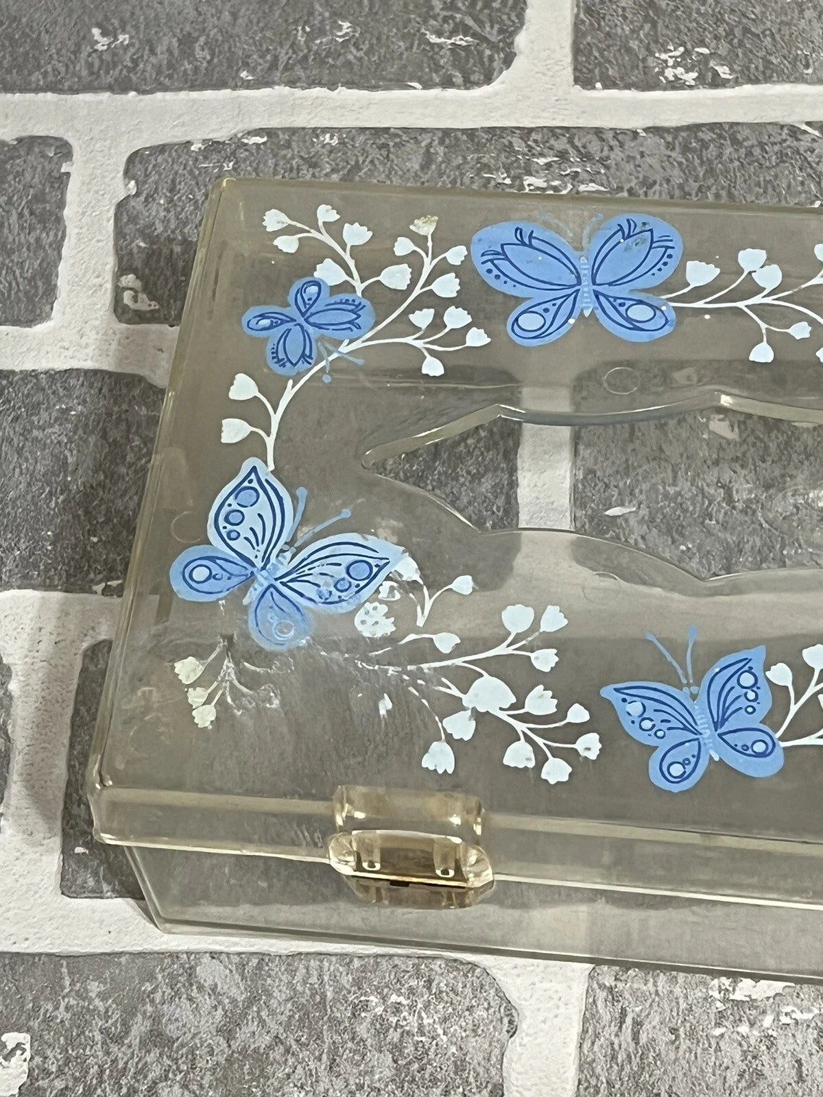 Vintage Wolff Products Co Clear Plastic Tissue Box Painted Butterfly Hinged Lid | eBay