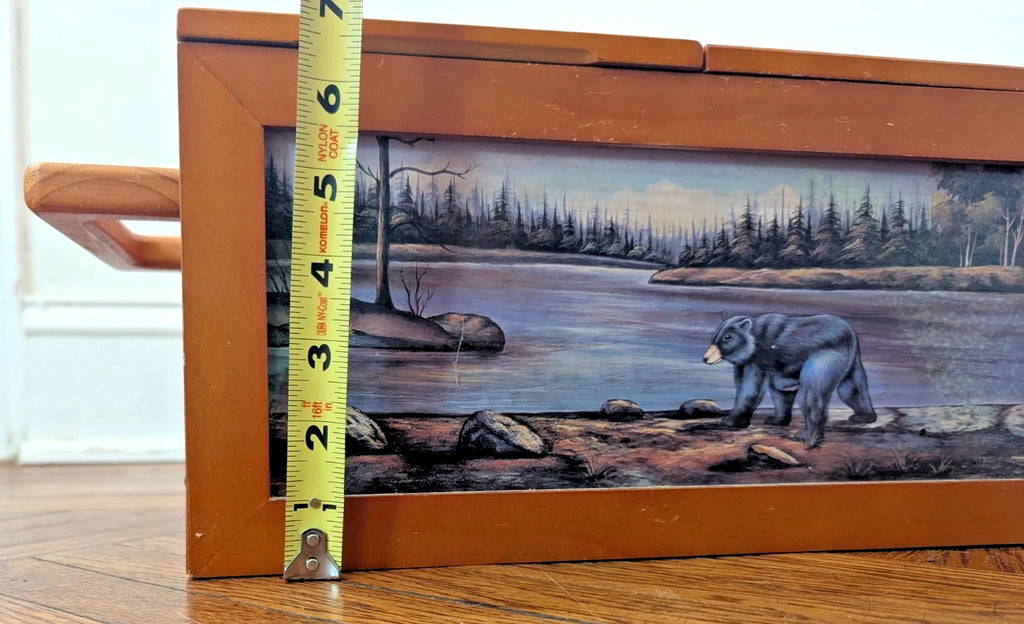 VTG Wooden Tissue Box Bear Forest Scene Rustic Cabin Decor | eBay