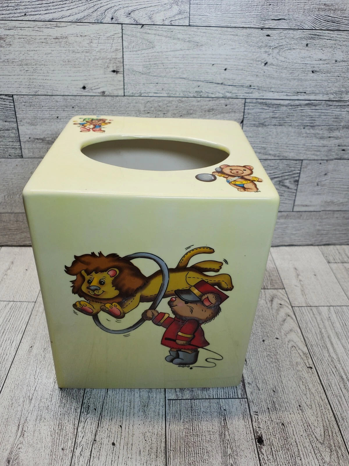 Vintage Handmade Ceramic Tissue Box Cover Baby's Room Teddy Bear Circus | eBay