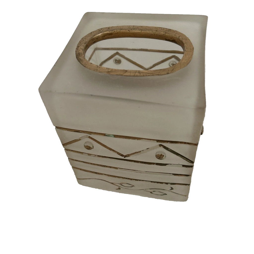 Wamsutta Monique Tissue Cube Box Cover Frosted Clear Resin Gold Accent Preowned | eBay