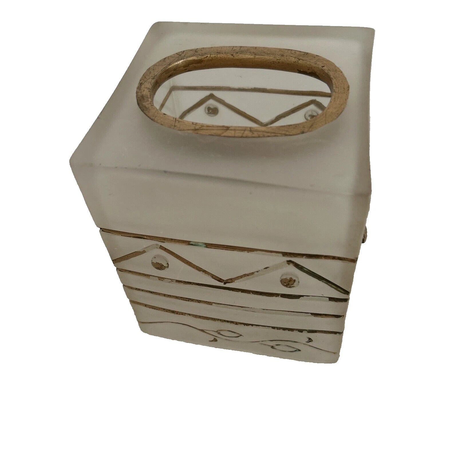 Wamsutta Monique Tissue Cube Box Cover Frosted Clear Resin Gold Accent Preowned | eBay