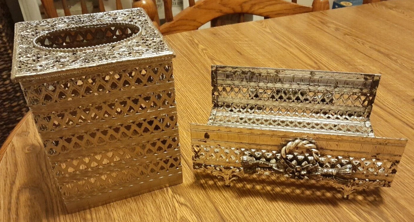 Lot Of 2 Vintage Gold Tone Hollywood Regency Metal Tissue Box Cover Holder | eBay