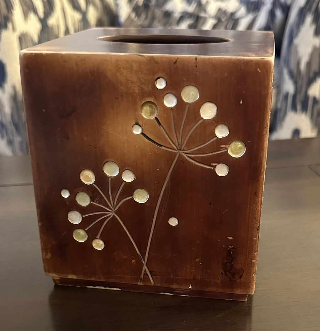 Tissue Box Wooden Dandelion Pattern | eBay
