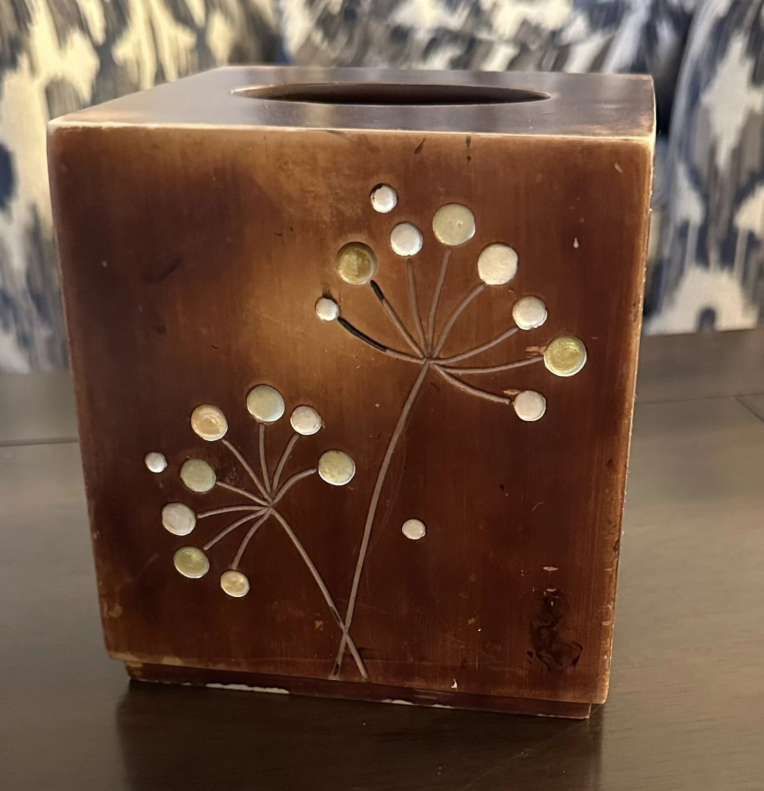Tissue Box Wooden Dandelion Pattern | eBay