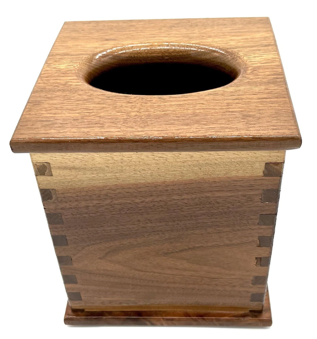 Vintage Solid Wood Square Dovetail Tissue Box Cover - BEAUTIFUL! | eBay