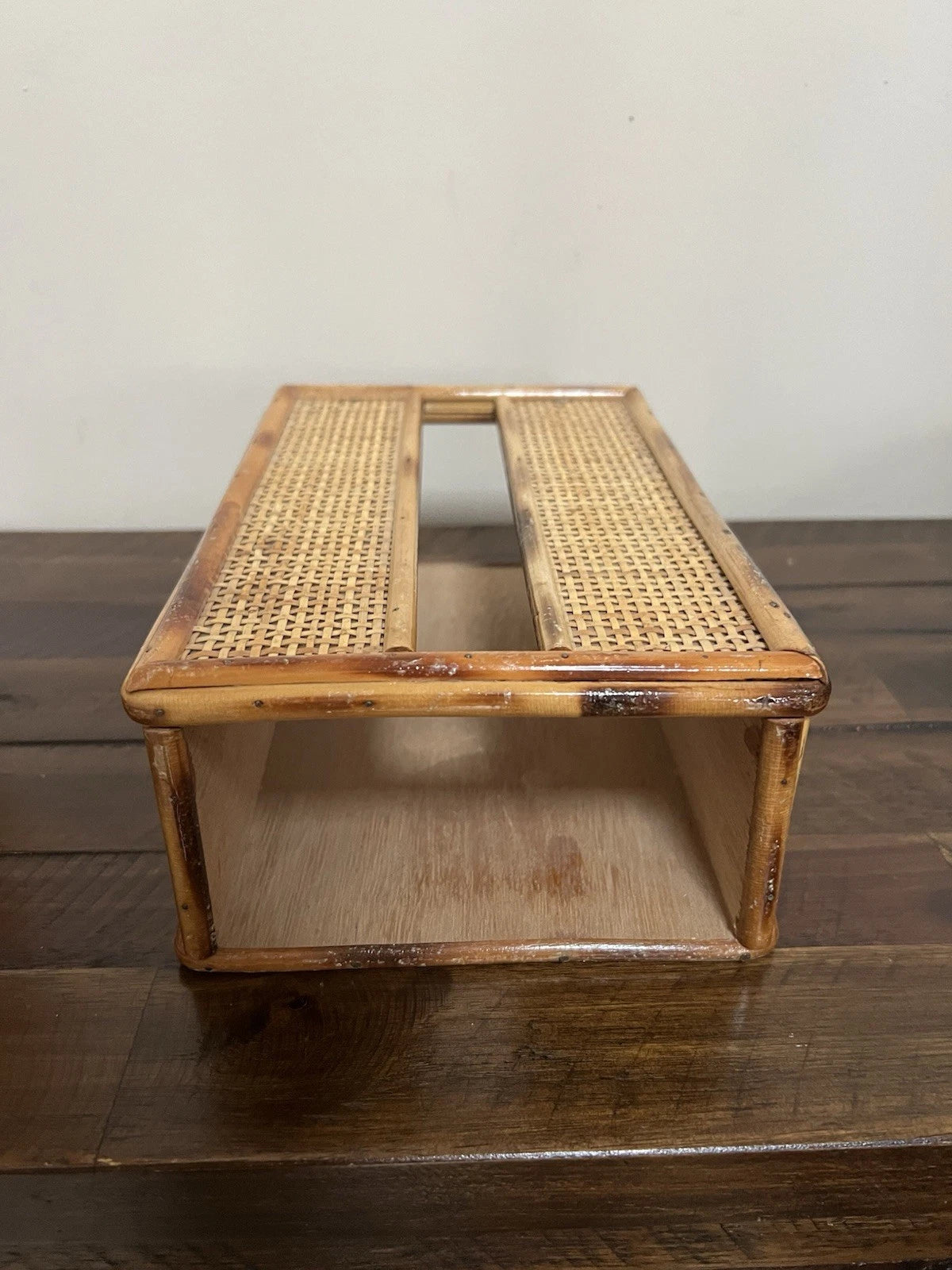 Vintage MCM Bamboo Wood Tissue Box Holder Sturdy Solid Piece | eBay