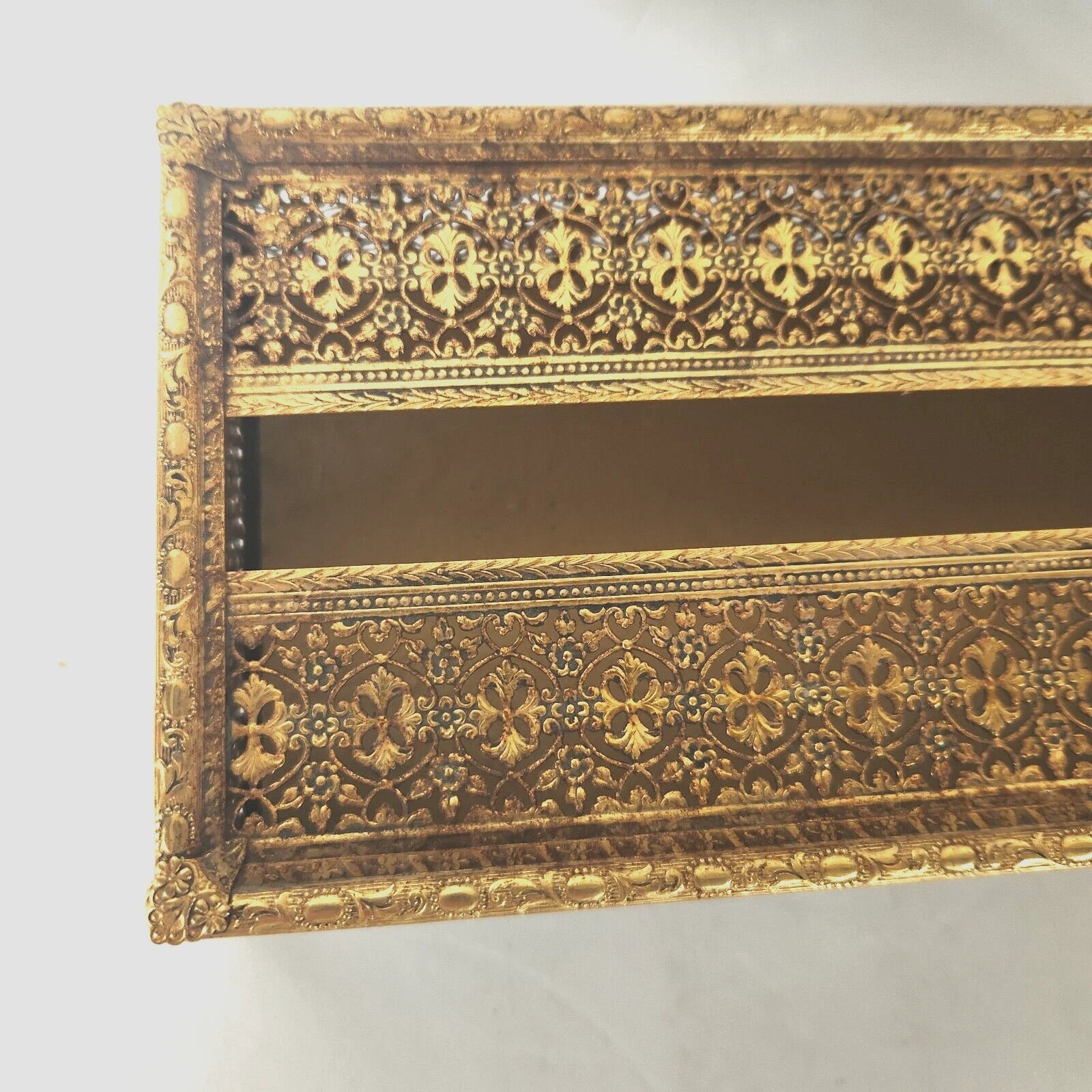 1940's Hollywood Regency Tissue Box Holder Cherub Feet Brass Filigree Gold Tone | eBay