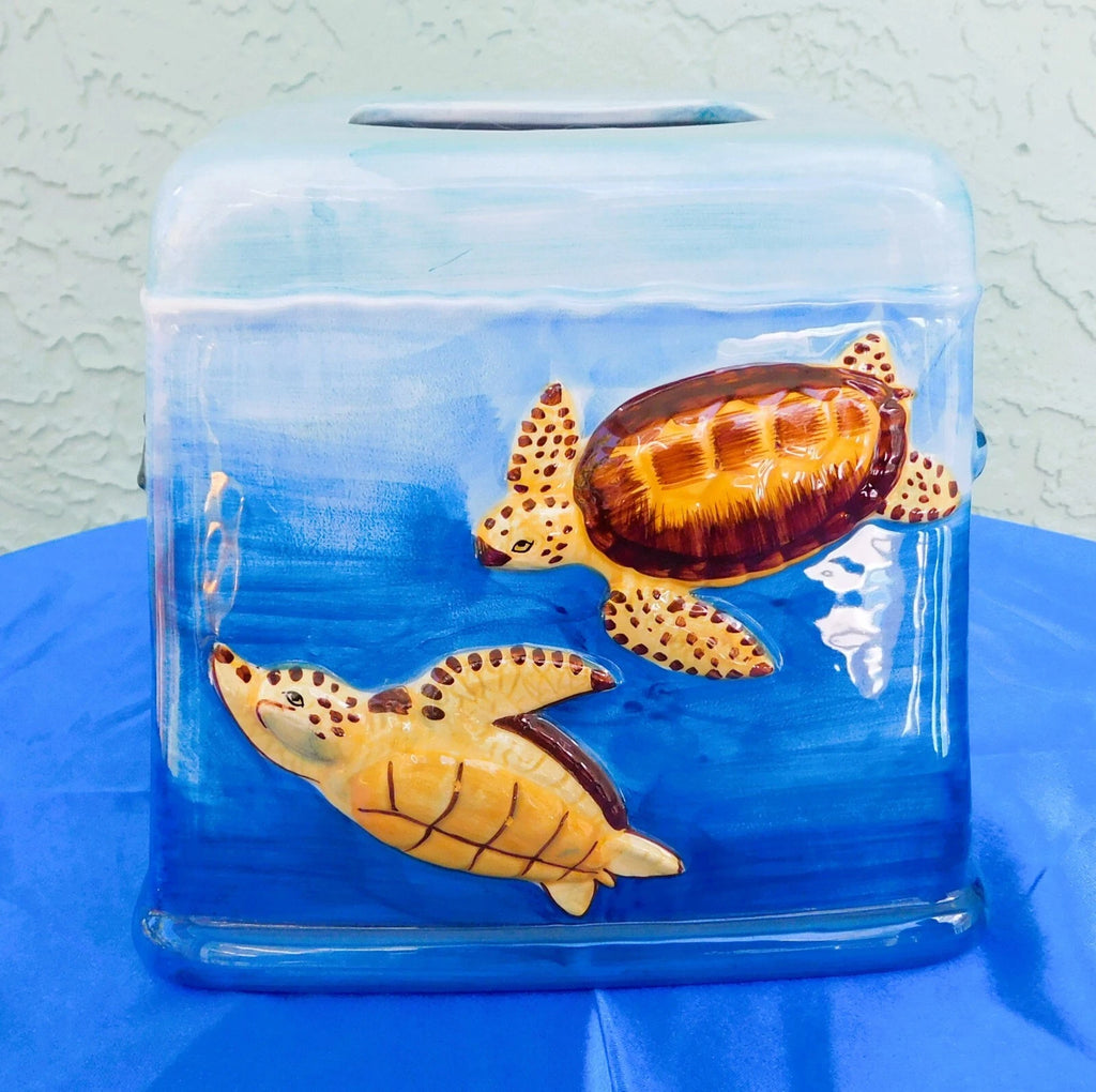 Wyland Studios 7"X 7" Clay Tissue Box Sea Turtles Dolphins Whales | eBay