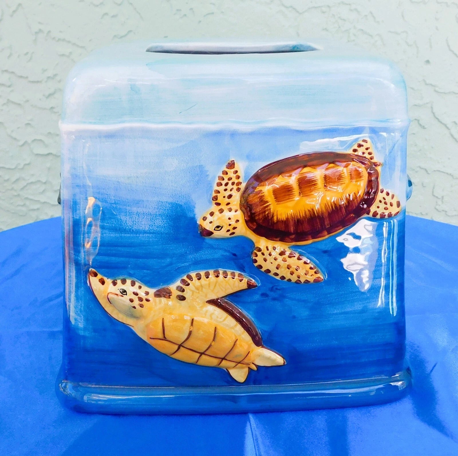 Wyland Studios 7"X 7" Clay Tissue Box Sea Turtles Dolphins Whales | eBay