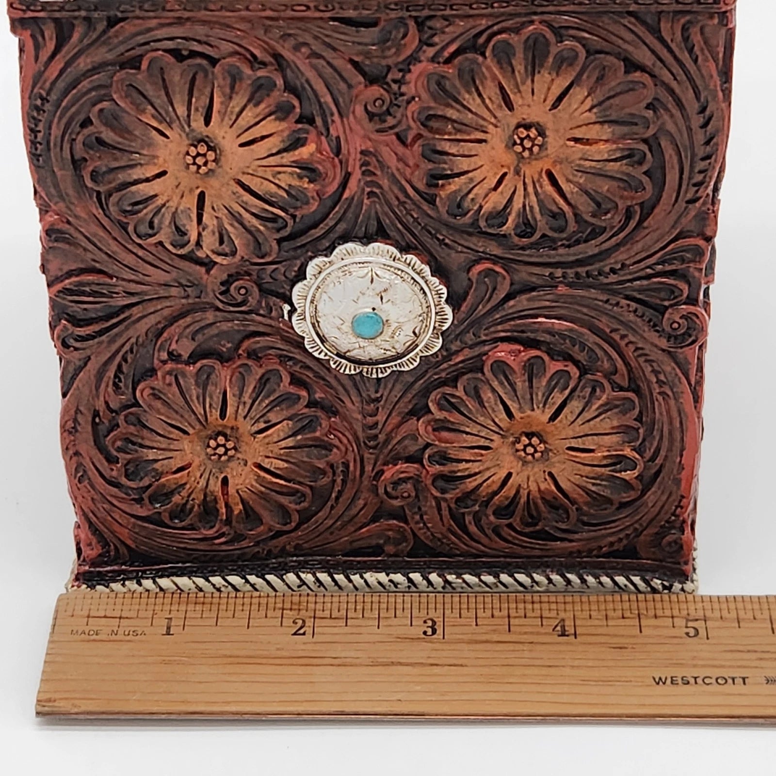 Western Tooled Leather Tissue Box Cover Polyresin | eBay